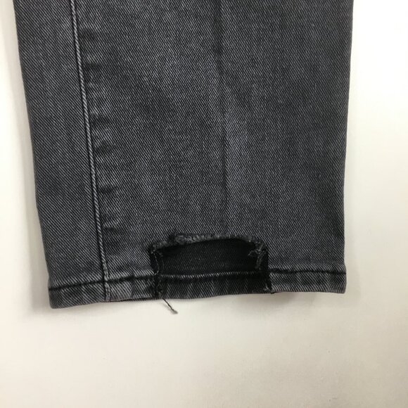 NWT EXPRESS Gray Mom Jean Super High Waist Step Fray Hem Distressed Jeans - Picture 9 of 12